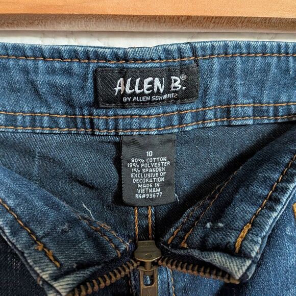 Vintage Y2K Allen B Schwartz Low Rise Denim Flare Jeans Zip Front Size 10 - Picture 9 of 9